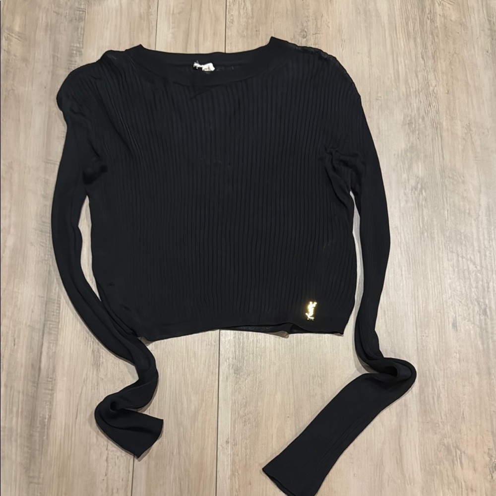Elegant Black Ribbed Women's Top